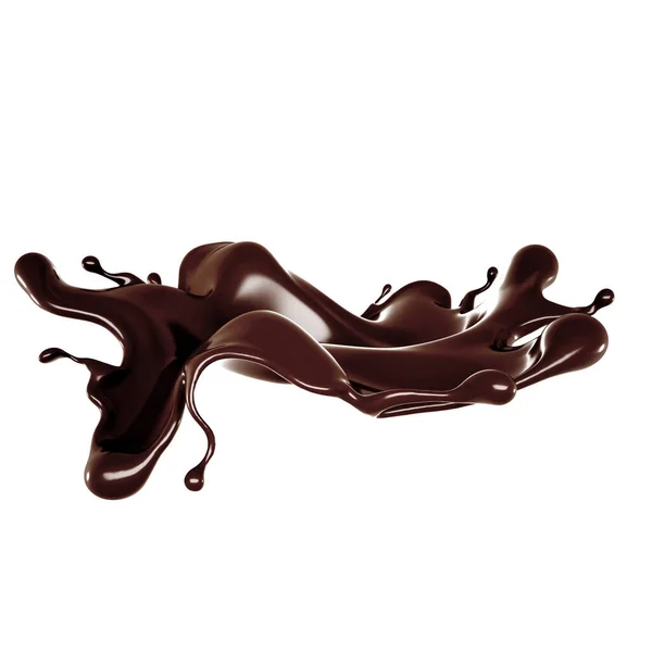 チョコレートのスプラッシュ 3Dレンダリング 3Dイラスト — ストック写真