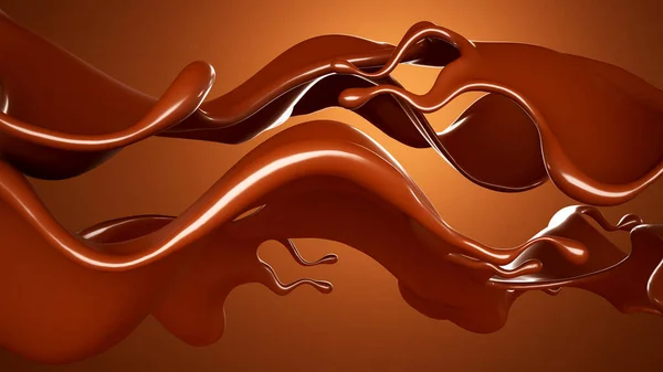 Une Belle Éclaboussure Chocolat Sur Fond Brun Rendu Illustration — Photo