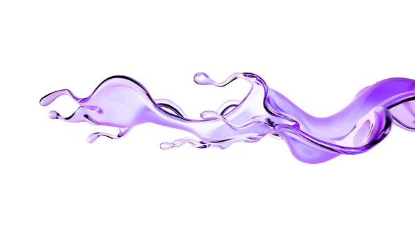 Une Éclaboussure Liquide Transparent Violet Rendu Illustration — Photo