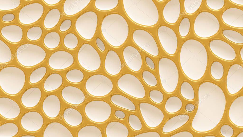 Gold texture background with relief and circles. 3d rendering, 3d illustration.