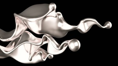 Lüks gümüş bir sıvı sıçraması. 3d görüntüleme, 3d illüstrasyon.