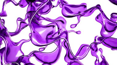 Beyaz arka planda mor rengin şeffaf sıvısı. 3d görüntüleme, 3d illüstrasyon.