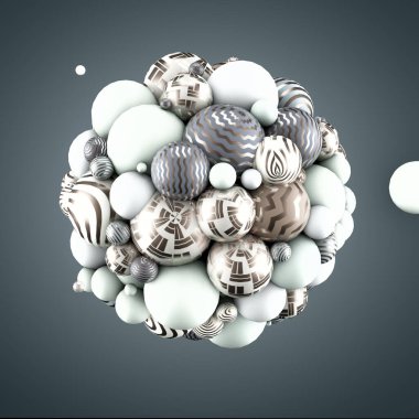 Neşeli, pozitif, taşaklı, parlak gri bir arka plan. 3d görüntüleme, 3d illüstrasyon.