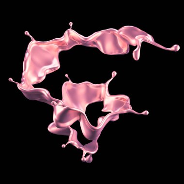 Şatafatlı altın bir sıvı sıçraması. 3d görüntüleme, 3d illüstrasyon.