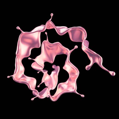 Şatafatlı altın bir sıvı sıçraması. 3d görüntüleme, 3d illüstrasyon.
