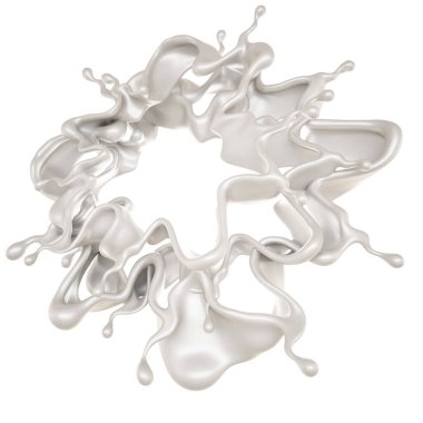 Bir tutam süt. 3d görüntüleme, 3d illüstrasyon.