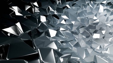 Gri kristal arka plan ve üçgenler. 3d görüntüleme, 3d illüstrasyon.