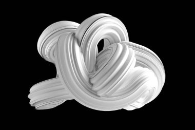 Siyah arkaplanda soyut beyaz şekil. 3d görüntüleme, 3d illüstrasyon.
