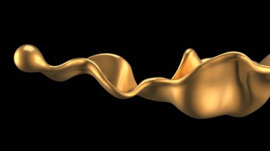 Şatafatlı altın bir sıvı sıçraması. 3d görüntüleme, 3d illüstrasyon.