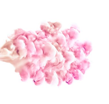 Beyaz arka planda pembe duman. 3d görüntüleme, 3d illüstrasyon.