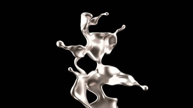 Lüks gümüş bir sıvı sıçraması. 3d görüntüleme, 3d illüstrasyon.