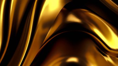 Saten kumaşlı lüks altın arka plan. 3d görüntüleme, 3d illüstrasyon.