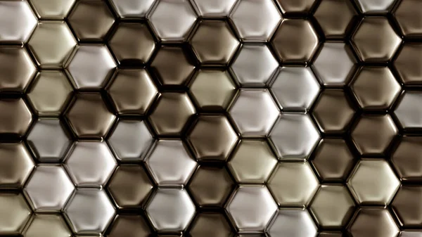 Silver Geometrisk Bakgrund Med Hexagoner Återgivning Illustration — Stockfoto
