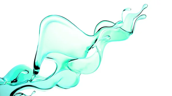 Une Éclaboussure Liquide Transparent Vert Rendu Illustration — Photo