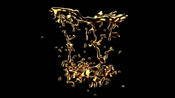 Splash Gold Rendering Illustration — Stock Photo, Image