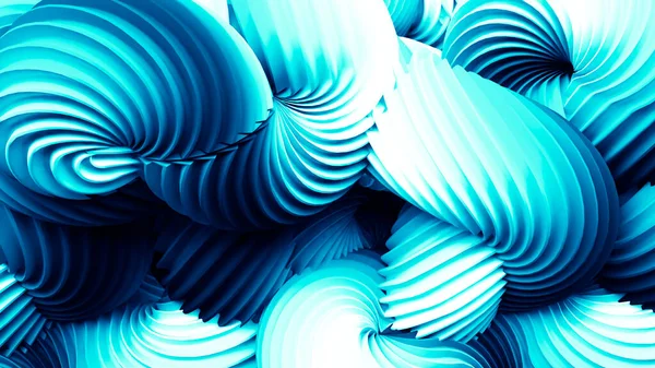抽象的な形をした美しい明るい正の青の背景 3Dレンダリング 3Dイラスト — ストック写真