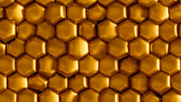 Gyllene Geometriska Bakgrund Med Hexagoner Återgivning Illustration — Stockfoto