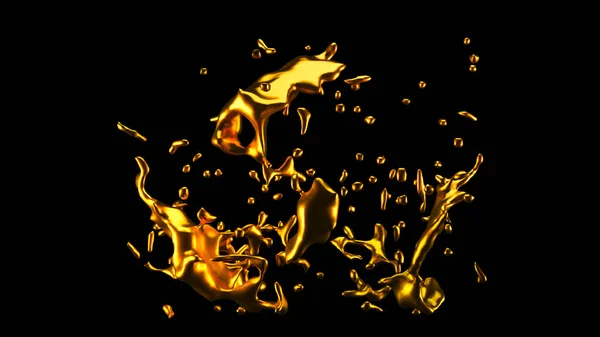 Splash Gold Rendering Illustration — Stock Photo, Image