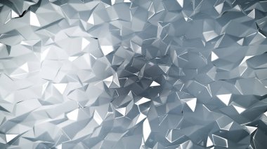 Gri kristal arka plan ve üçgenler. 3d görüntüleme, 3d illüstrasyon.