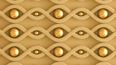 Mimari, iç desen, beyaz, sarı, altın desenli duvar. 3d görüntüleme, 3d illüstrasyon.