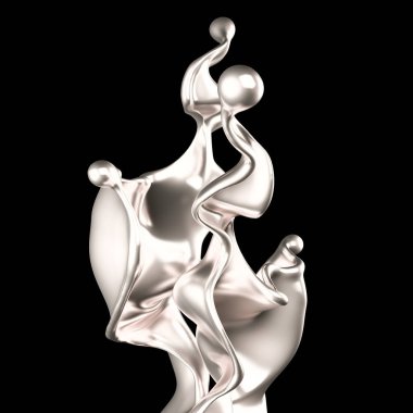 Lüks gümüş bir sıvı sıçraması. 3d görüntüleme, 3d illüstrasyon.
