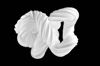 Siyah arkaplanda soyut beyaz şekil. 3d görüntüleme, 3d illüstrasyon.