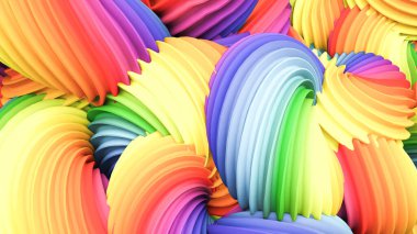 Soyut gökkuşağı pastel şekli. 3d görüntüleme, 3d illüstrasyon.
