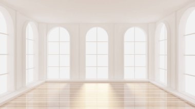 Lüks, beyaz, içi boş bir ev. 3d görüntüleme, 3d illüstrasyon.