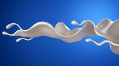 Mavi arka planda bir tutam süt. 3d görüntüleme, 3d illüstrasyon.