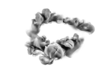 Beyaz arka planda gri duman. 3d görüntüleme, 3d illüstrasyon.