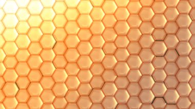 Altılı altın geometrik arkaplan. 3d görüntüleme, 3d illüstrasyon.