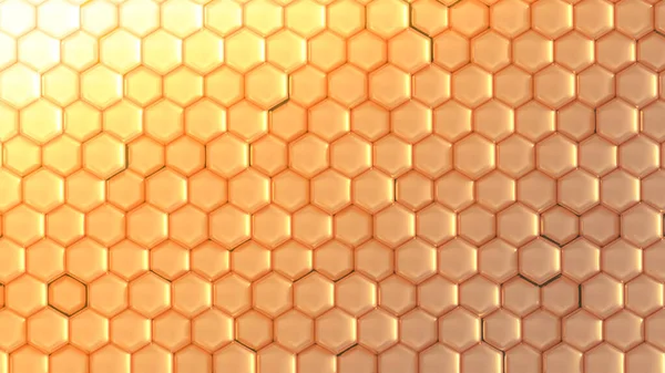 六角形の金色の幾何学的背景 3Dレンダリング 3Dイラスト — ストック写真