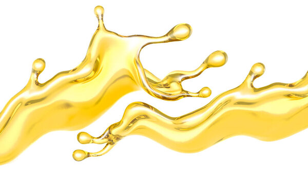 A splash of oil on a white background. 3d rendering, 3d illustration.