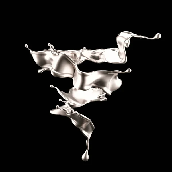 Luxury Silver Splash Liquid Rendering Illustration — Stock Photo, Image