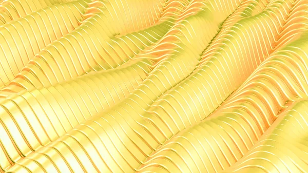 Золотой Металлический Фон Волнами Линиями Рендеринг Иллюстрация — стоковое фото