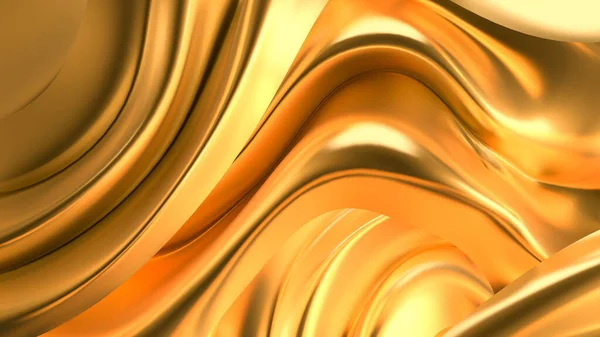 Luxuriöser Goldener Hintergrund Mit Satin Vorhängen Darstellung Illustration — Stockfoto