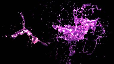 Bir tutam mor metal. 3d görüntüleme, 3d illüstrasyon.