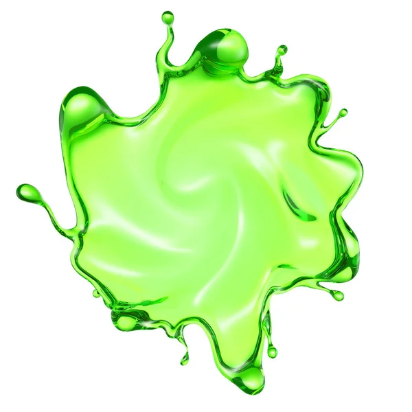 Splash Van Transparante Vloeistof Van Een Groene Kleur Een Witte — Stockfoto