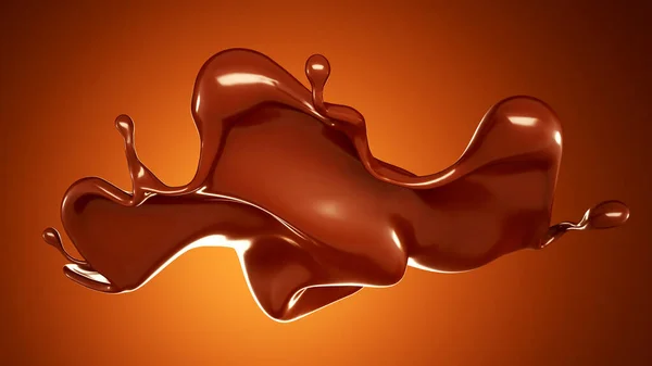 Una Spruzzata Cioccolato Uno Sfondo Marrone Rendering Illustrazione — Foto Stock