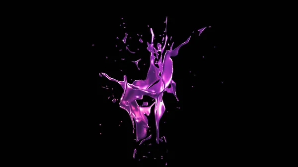 A splash of purple metal. 3d rendering, 3d illustration.