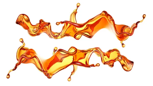 Eclaboussure Liquide Orange Transparent Sur Fond Blanc Rendu Illustration — Photo