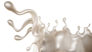 Kalın beyaz bir sıvı damlası. 3d görüntüleme, 3d illüstrasyon.