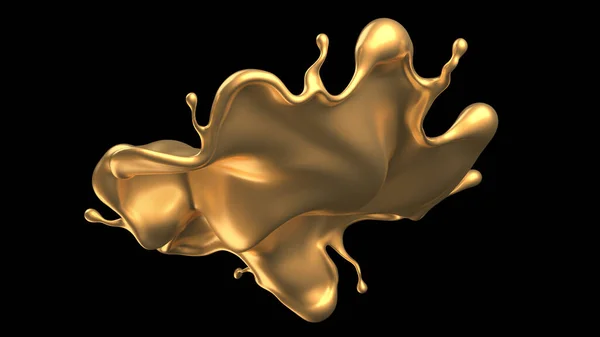 Salpicadura Oro Lujo Líquido Representación Ilustración — Foto de Stock