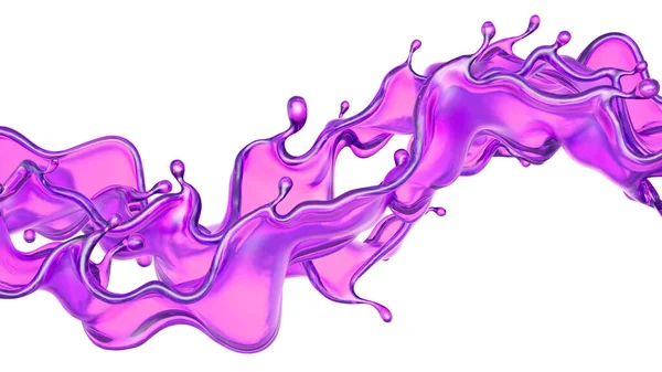 Una Spruzzata Liquido Viola Trasparente Fondo Bianco Rendering Illustrazione — Foto Stock