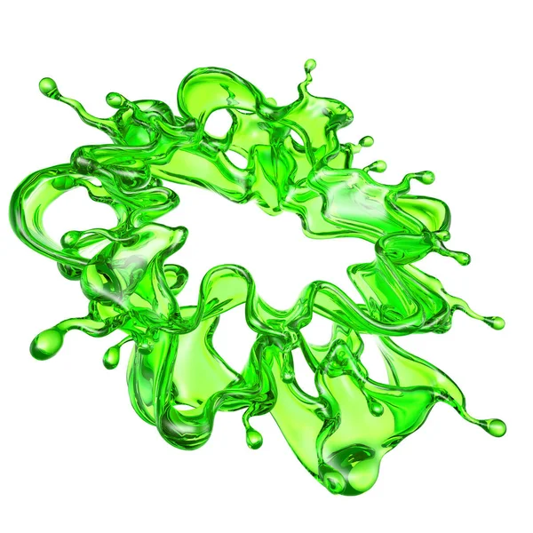배경에 녹색을 액체를 번뿌려 렌더링 — 스톡 사진
