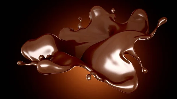 Toque Chocolate Num Fundo Castanho Renderização Ilustração — Fotografia de Stock