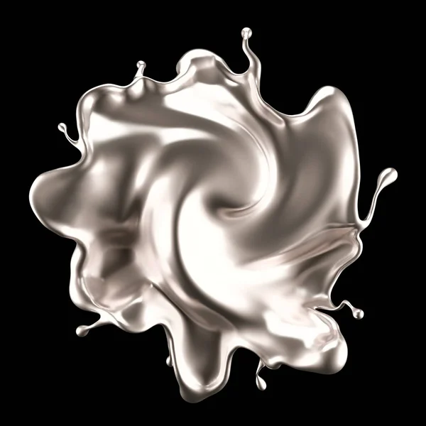 Luxury Silver Splash Liquid Rendering Illustration — Stock Photo, Image