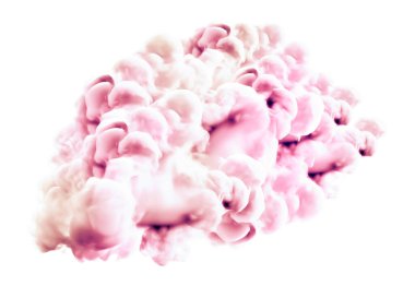 Beyaz arka planda pembe duman. 3d görüntüleme, 3d illüstrasyon.