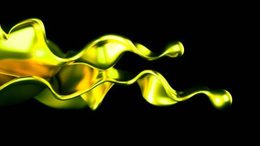 Şatafatlı altın bir sıvı sıçraması. 3d görüntüleme, 3d illüstrasyon.