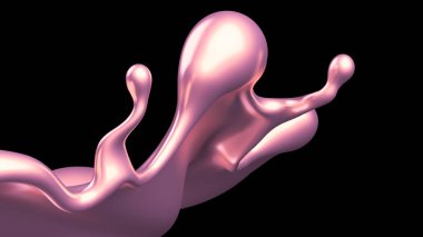 Şatafatlı altın bir sıvı sıçraması. 3d görüntüleme, 3d illüstrasyon.